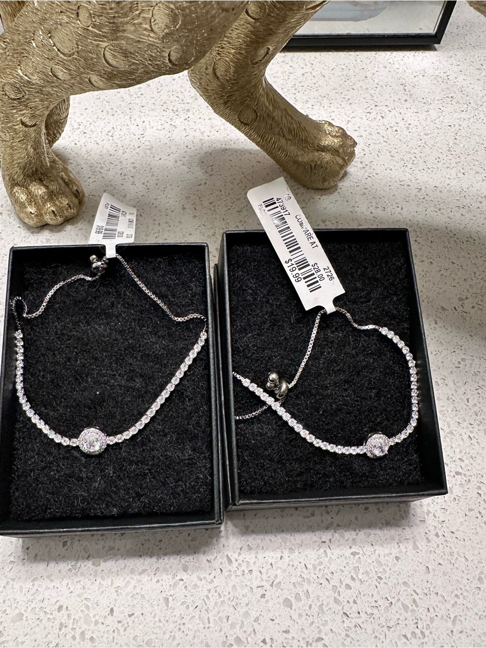 Silver Crystal Tennis Bracelet with Center Halo Accent